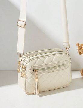 Bolso de hombro cruzado acolchado con costura de diamante multicapa de moda para mujeres