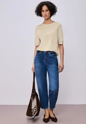 Kurzarm Pullover mit Rundhals female Beige