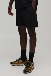 Herren Schmal Geschnittene Cargo-Shorts Mit Elastischem Bund Und Technischem Stretch-Material Black Größe XL