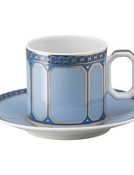 Tazzina da caffè espresso con piattino Signum, Porcellana, Blu OS