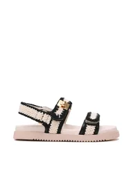Woven Ankle Strap Sandals Beige female