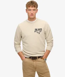 Superdry Herren Workwear Sweatshirt mit Applikation Beige - Größe: M