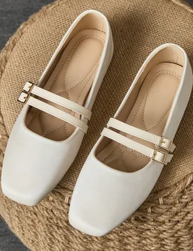 Bailarinas planas de estilo hada, de punta cuadrada francesa, de slip-on, versátiles y cómodas para el trabajo, el estilo casual o los vaqueros - Shein - FashionsVida