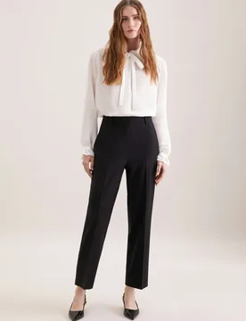 Schmale Hose mit Bügelfalten aus einer Wollmischung Schwarz 40 - Seidensticker.com - FashionsVida