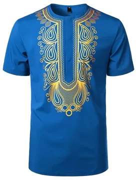 Fashion Men's Designer T Shirt African Style Gold Stamping 3d Print Casual Short Sleeve Loose Oversized Tshirts Clothing Camise - Aliexpress - FashionsVida