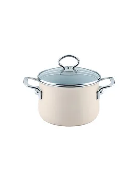 Olla para carne con tapa de cristal NOUVELLE 20cm/4l Avorio beige - Riess - FashionsVida