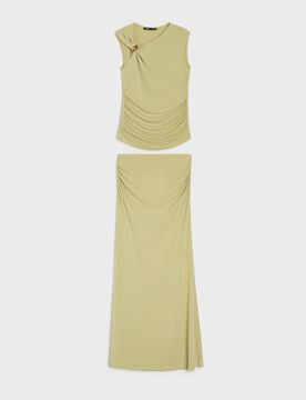 Completo: top drappeggiato e gonna maxi - verde chiaro