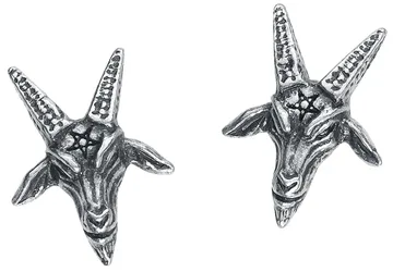 Gothic Ohrstecker-Set - Baphomet Studs - für Damen - silberfarben - Frauen - female