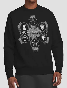 Unisex Thunderbolts Asterisk Hero Icons Sweatshirt, Black Size: Medium - Black - Size: M - Marvel - FashionsVida