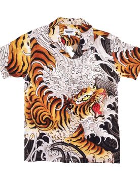 Camicia Manica Corta Uomo Biotiger Shirt White All Over Print