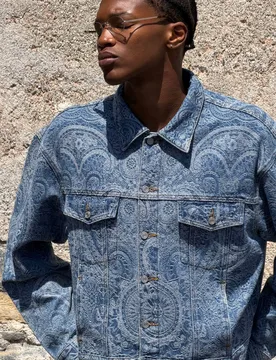 Herren Jacke Mit Paisley-Jacquard-Muster In Boxy-Passform Und Vintage-Waschung Vintage Blue Größe XL - boohooMAN - FashionsVida