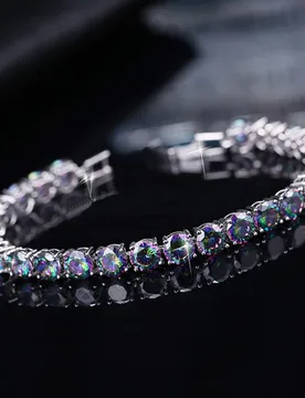 ThreeGraces Luxury White Gold Color 6mm Round Shape Fire Mystic Rainbow Cubic Zirconia Bracelet Party Jewelry for Women BR322 - Aliexpress - FashionsVida