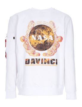 Felpa Leggera Girocollo Uomo Nasa Davinci Sweater White