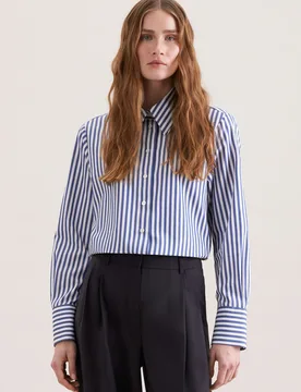 Hemdbluse in A- Linie aus Twill mit langer Manschette Blau 40 - Seidensticker - FashionsVida