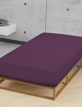 Jersey-Stretch-Spannbetttuch dunkel violett, 1x 120x200 cm - Castell - FashionsVida