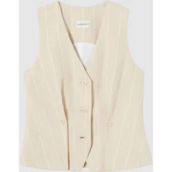Chaleco de mujer de traje con cuello pico pronunciado