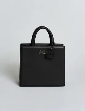 Borsa Shop Midi in pelle liscia nera con tracolla removibile e chiusura magnetica - MC2 SAINT BARTH - FashionsVida