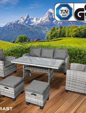 Polyrattan Garten Sitzgruppe DELIGHT-7 grau/anthrazit