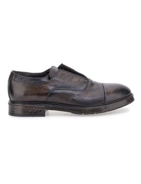 Scarpe stringate testa di moro in vera pelle con fascia elastica 1715P 45