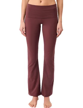 Pantaloni da Yoga da Donna Classici con Risvolto rosso scuro L - Mandala - FashionsVida