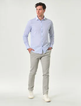 Pantalone chino Levanto grigio in cotone stretch micro armatura - Powell - FashionsVida