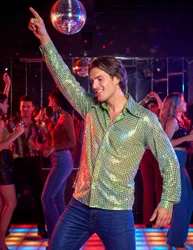 Er Jahre Hemd Herren Grün Disco-Design - male