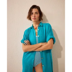 Vestido largo con botones y cuello polo