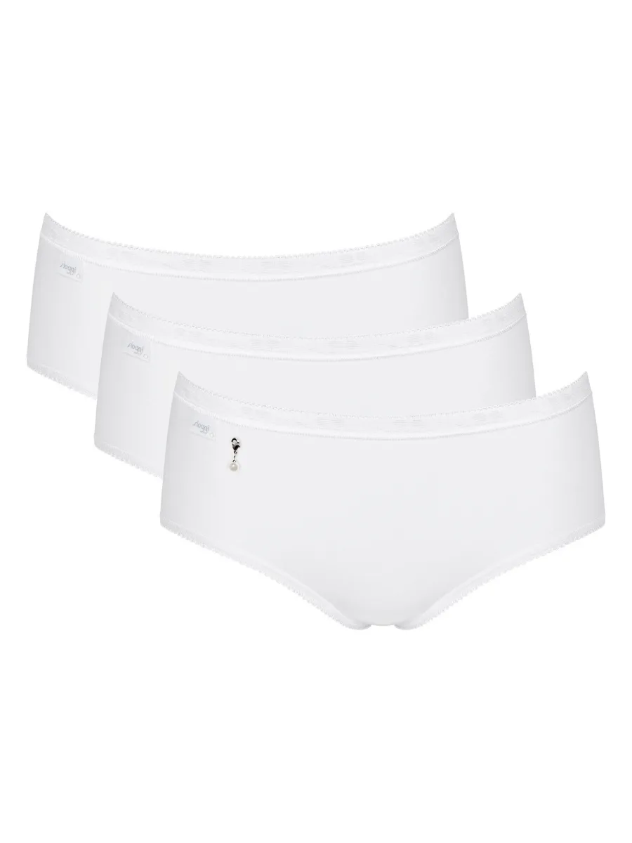 Womens Basic+ Midi 3 Pack Briefs - White - Size 3xl - Sloggi - FashionsVida