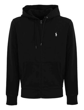Felpa Con Zip E Logo In Cotone
