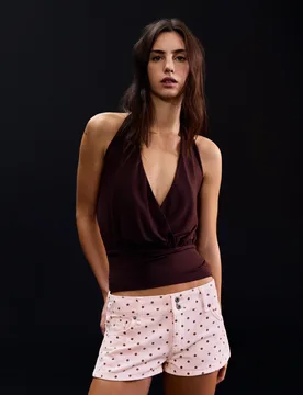 Bershka Short À Pois Femme 34 Rose - Bershka - FashionsVida