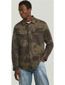 Camisa de hombre estilo camuflaje de corte regular y manga larga - G-Star - FashionsVida