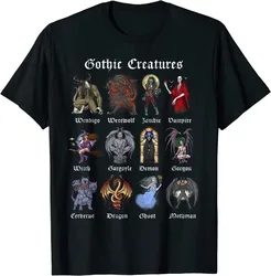 Gothic Mythical Creatures Cryptid Monsters Cryptozoology T-Shirt 100% Cotton O-Neck Short Sleeve Casual Mens T-shirt Size S-3XL