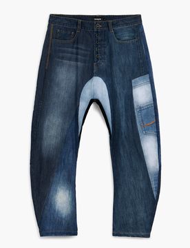 Vaqueros baggy patch, Mujer, Azul, 36