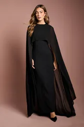 Women's Cape Sleeve Maxi Dress in Black Size: 14 - Black - Size: 14