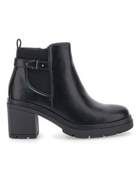 Stivaletti neri con tacco medio e cinturino laterale P629 39