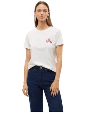 T-shirt bianca con stampa rossa glitter art. Villa 10324551