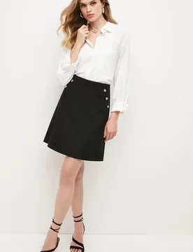 Womens Petite Essential Techno Woven Skirt - Black - Size 6 Uk - Karen millen - FashionsVida
