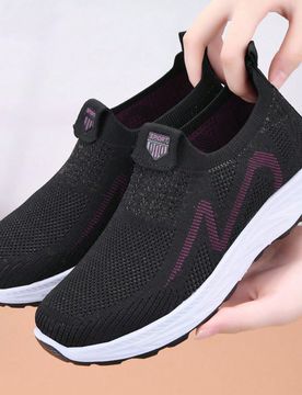 Zapatos deportivos casuales de malla transpirable para mujer, con suela blanda antideslizante, cómodos zapatos para madres, de punta redonda y holgad
