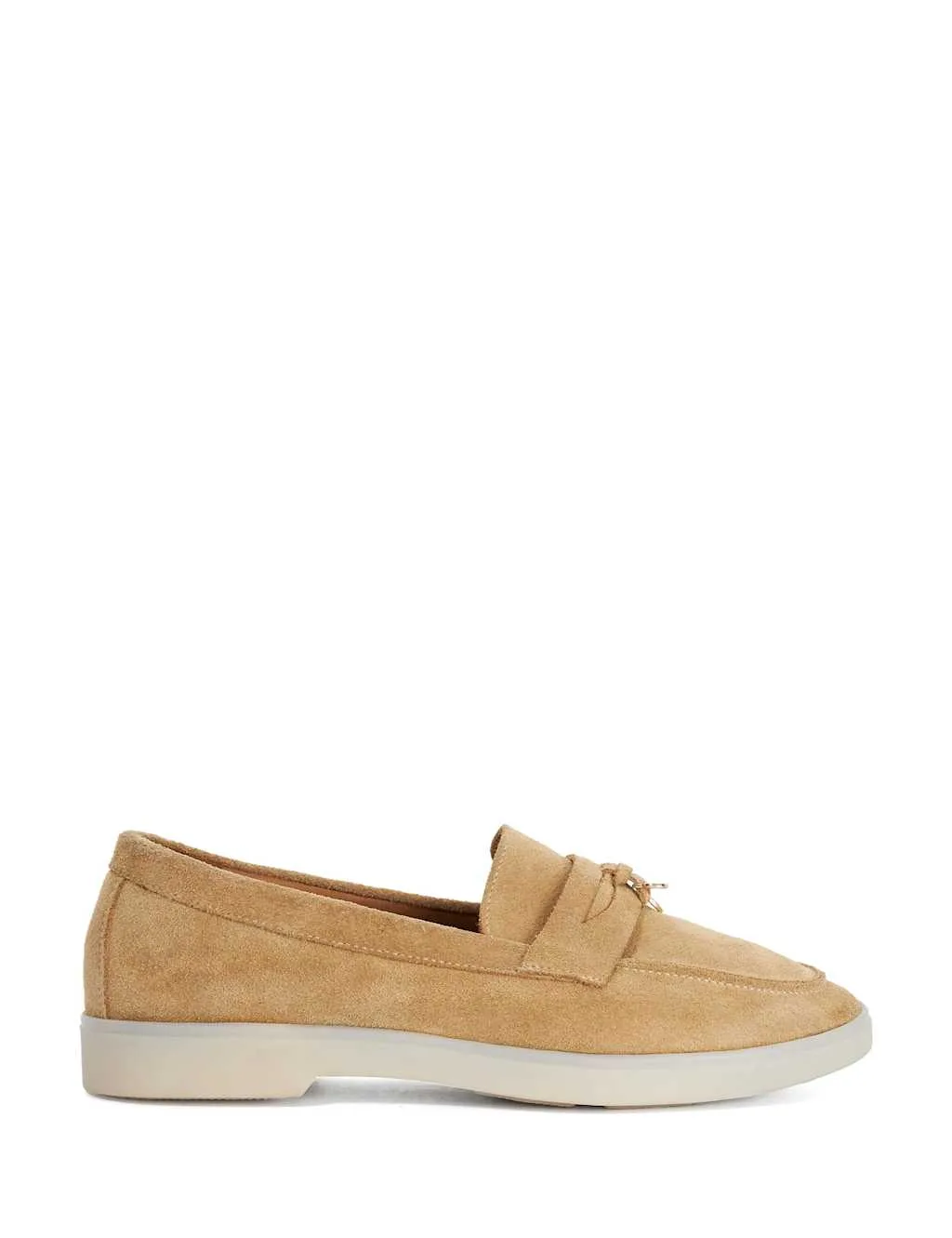 Suede Slip On Flat Loafers Sand female - Dune london - FashionsVida