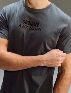 T-shirt in cotone con scritta - grigio scuro