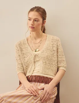 Chaqueta corta de mujer con lazos - Southern Cotton - FashionsVida