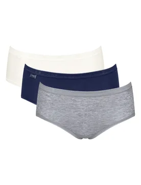 Womens Basic+ Midi 3 Pack Briefs - Grey Polyamide - Size Medium - Sloggi - FashionsVida