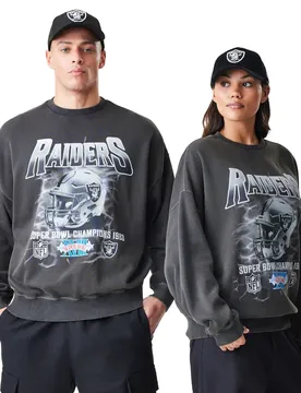 Sweat-shirt Nfl Boxy Washed Las Vegas Raiders Grey L