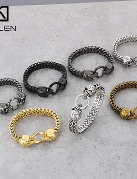KALEN Punk Stainless Steel Skull Charm Bracelet for Men Shiny Mesh Chain Bangle Man Jewelry Vintage Accessory Personalized Gift - Aliexpress - FashionsVida