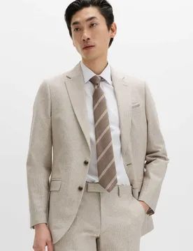 Tailored Fit Cotton Linen Striped Jacket Neutral male - M&S - FashionsVida