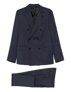 Vestito Doppiopetto In Lana Navy