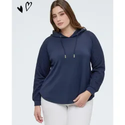 Sudadera de mujer con capucha con mangas de corazones mangas con corazoncitos plumetis