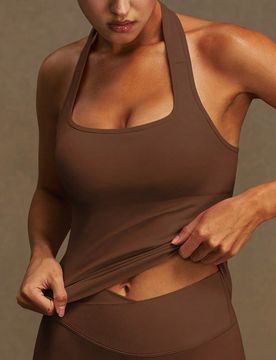 Camisetas de tirantes deportivas para mujer con cuello halter, almohadillas extraíbles, espalda descubierta, para entrenamiento, yoga y gimnasio, est