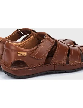 Sandalias de hombre de piel con plantilla acolchada y cierre adherente - Pikolinos - FashionsVida