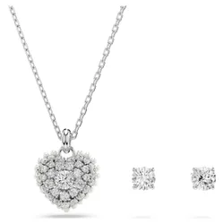 Set Idyllia, Crystal Pearl, Cuore, Bianco, Placcato rodio OS